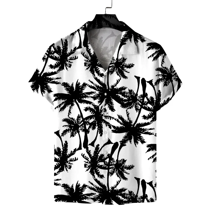 

Летняя повседневная рубашка с коротким рукавом и принтом пальм, дышащая, удобная, для отпуска и на каждый день, свободного кроя, модная