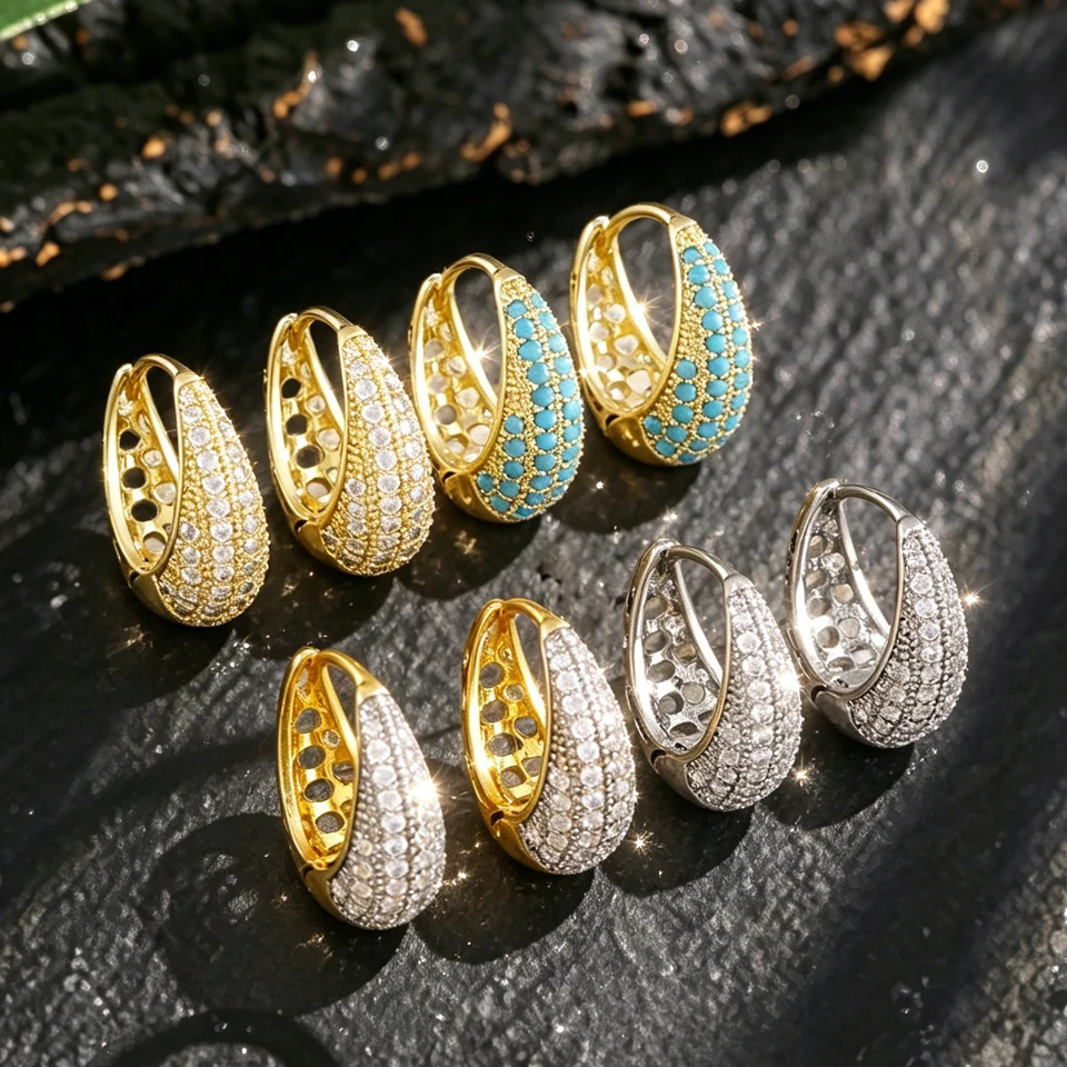 ZAKOL Silver Gold Color Dazzling CZ Hoop Earrings For Women Vintage Simple Zircon Circle Drop Earrings Elegant Party Jewelry