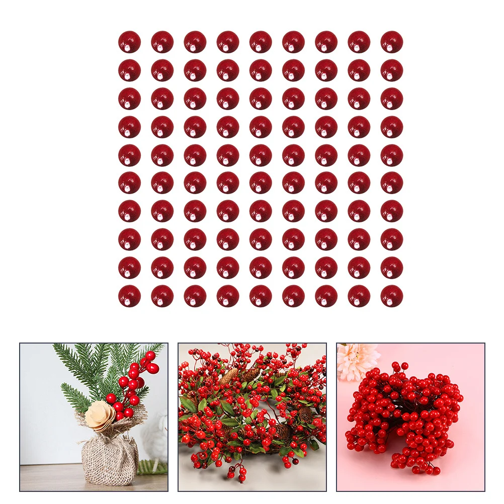 

200Pcs Artificial Red Berry Christmas Decor Party Garland Xmas Tree Berry Wreath Ornament Party Decor Holiday Ornament