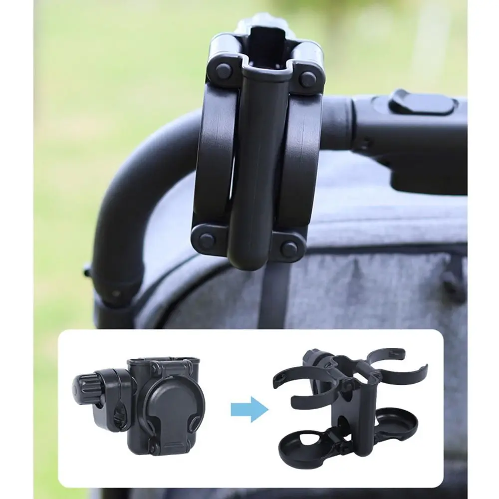 3 in 1 Stroller Cup Holder Double Cup Foldable Drink Rack Adjustable Space Saving Pushchair Bottle Organizer Outdoor Activities