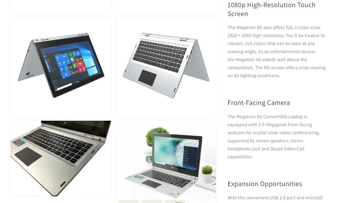 14.1 NCH Notebook Ultrabook 4GB RAM 6GB ROM Touch Screen 360° Laptop PC Windows 10 Pro Intel Pentium 4G LTE 1920 X 1080 IPS