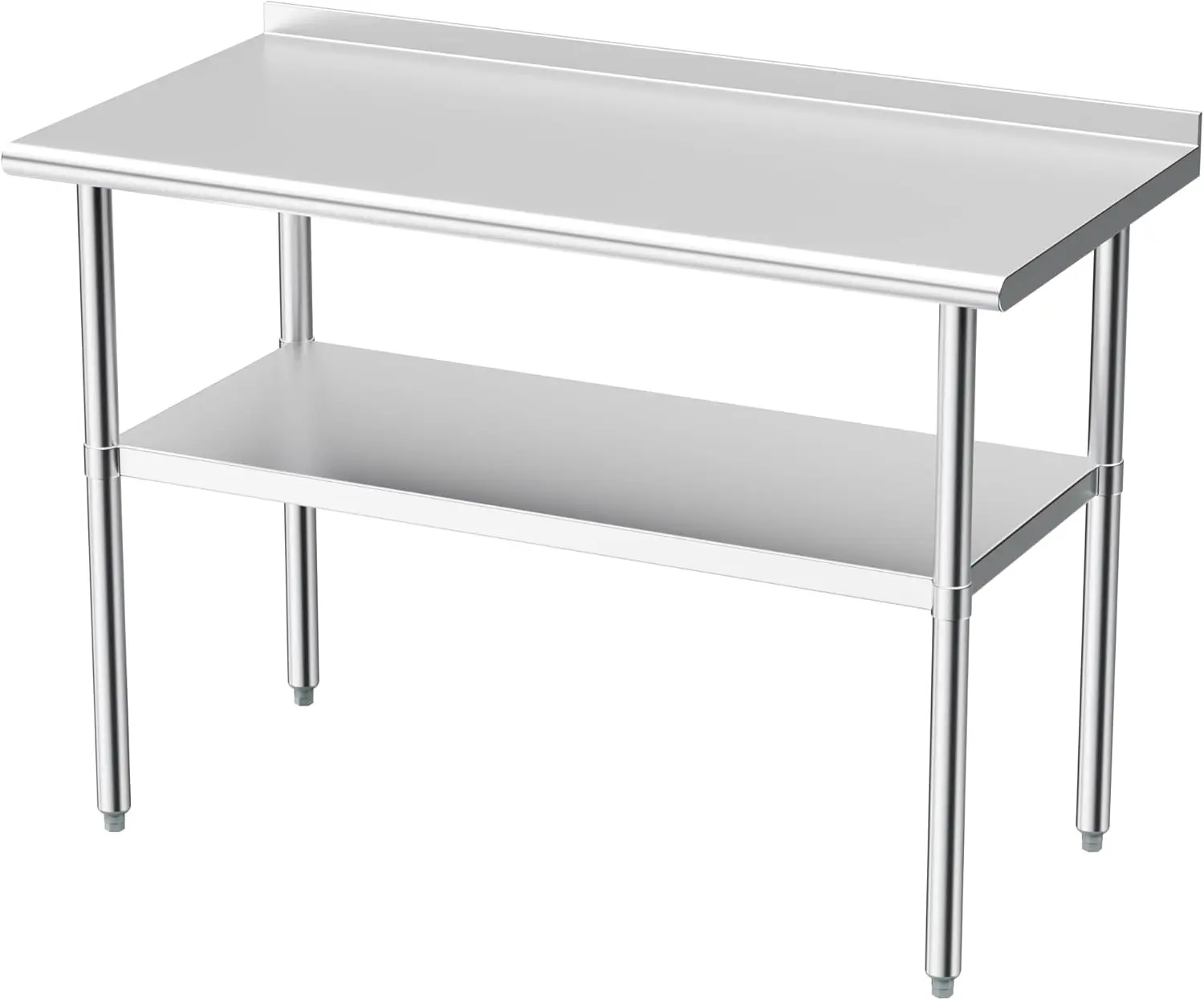 

Stainless Steel Prep Table 24x48 in Heavy Duty with Backsplash & Adjustable Shelf for Commercial Kitchen Restaurant