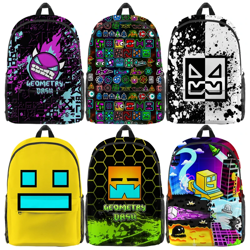 

Kids Angry Geometry Dash 3D Print Backpacks Boys Girls Anime Cartoon School Bags Students Game Pattern Bookbags Unisex Bagpack