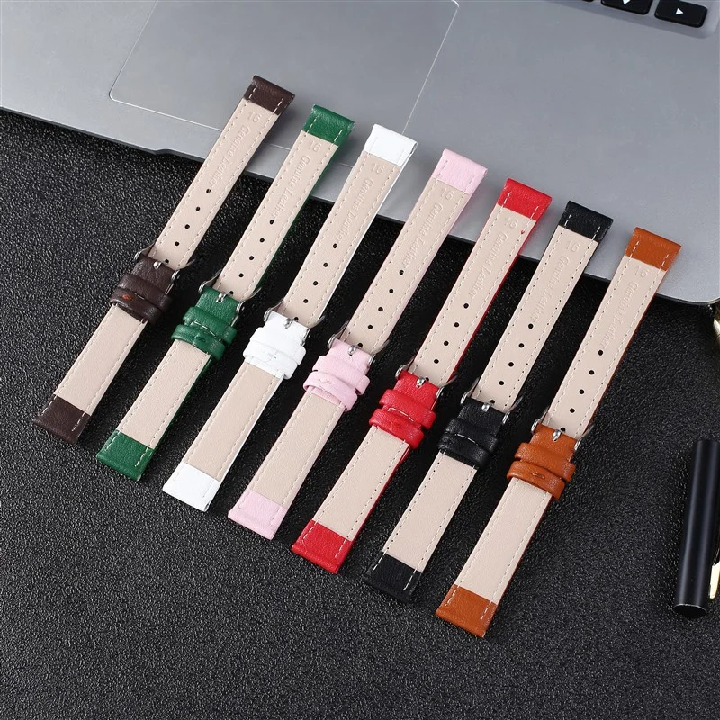 Soft Leather Strap 10/12/14/16/18/20/22mm Ultrathin Watch Band Women Men Belt Bracelet Universal Replacement Watch Accessories