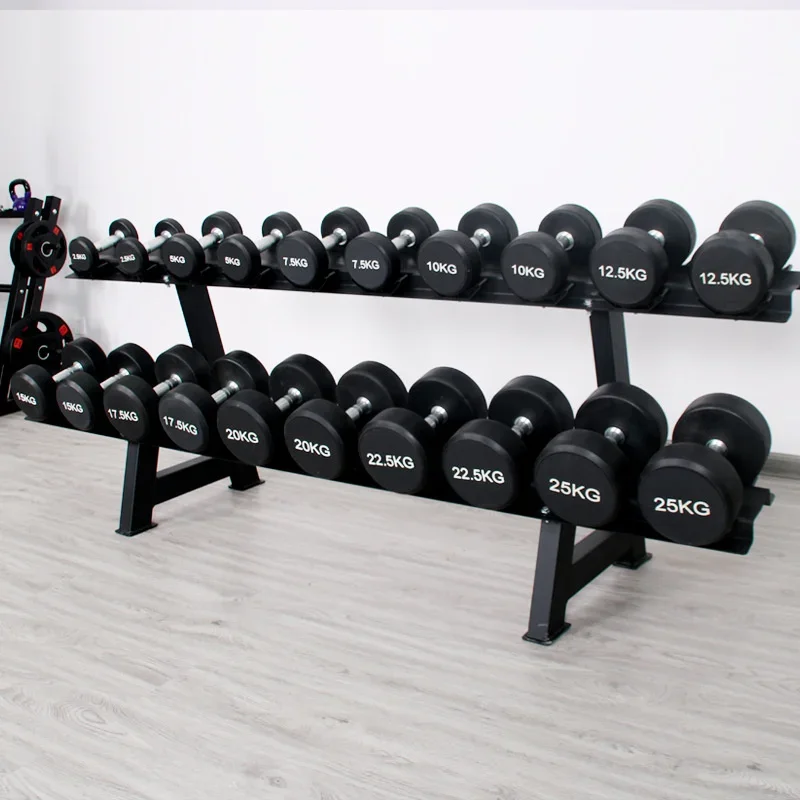 2022 Promotion Two Tier Commercial Home Club Gym Fitness Equipment Dumbbell Rack Set Steel Durable Weight Rack