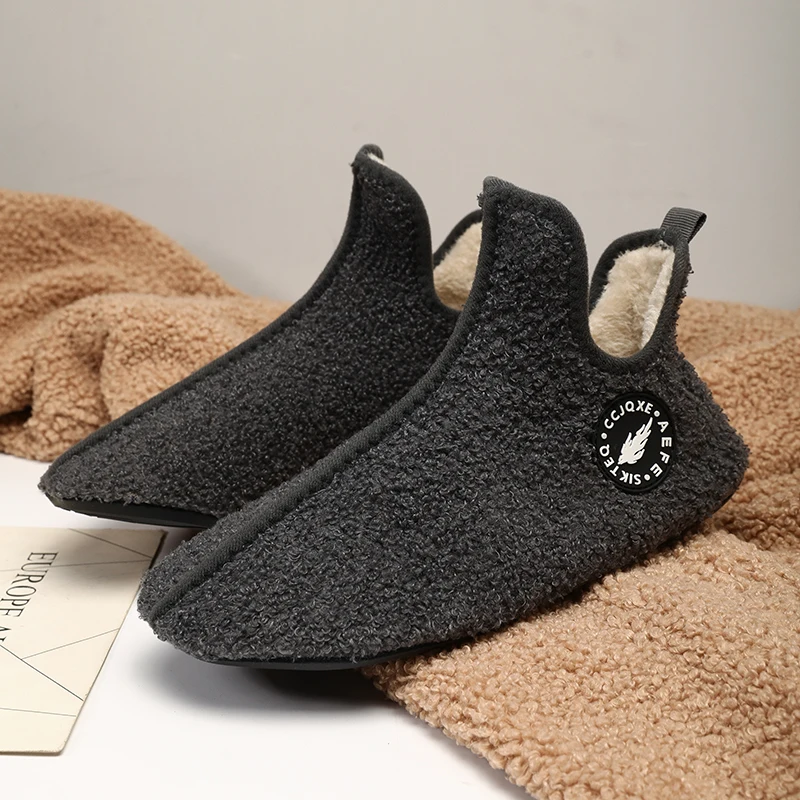 YRZL Winter Slippers Men Indoor Slipper Non-slip Warm Women and Men Slippers Ankle Soft Man Shoe Antiskid Flat Home Cotton Shoes