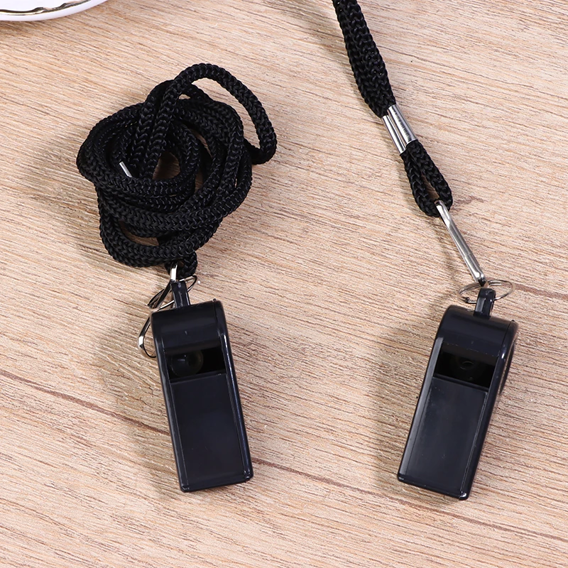 

Black Whistle Plastic Sports Whistles For Sports Football Basketball Referee Training Outdoor Survival Whistle With Lanyard