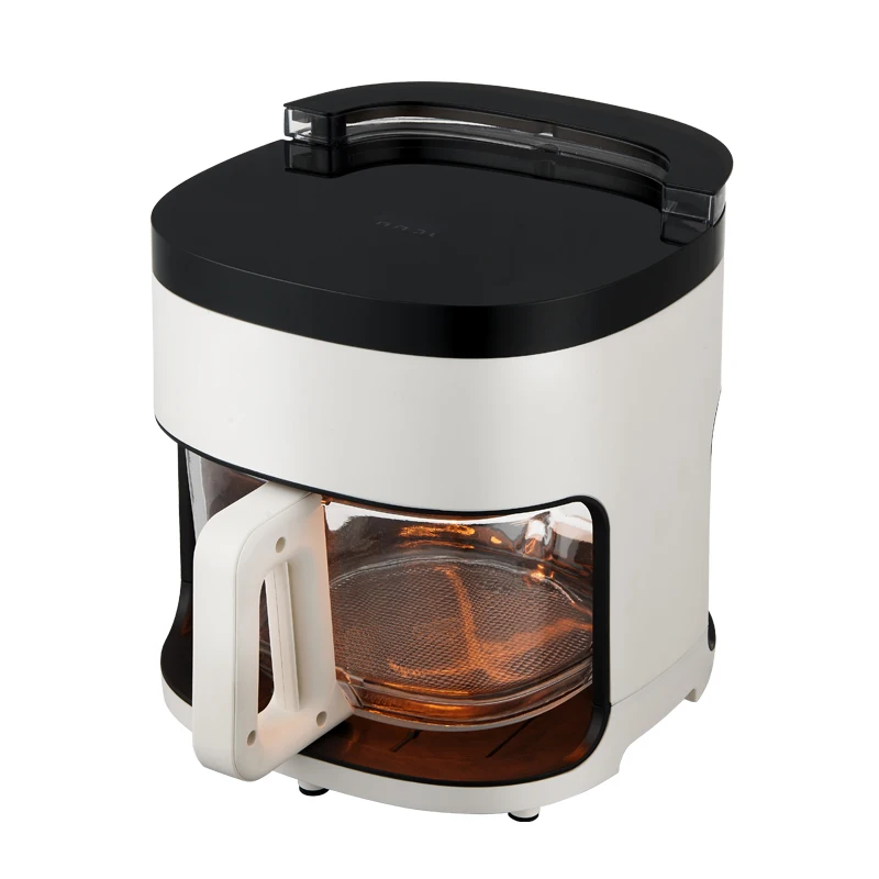 Square Clear Glass Pot Air Fryer House Digital Control Display Automatic Water Spray Electric Oven 4.2L 1300W Plastic Hornos TOC