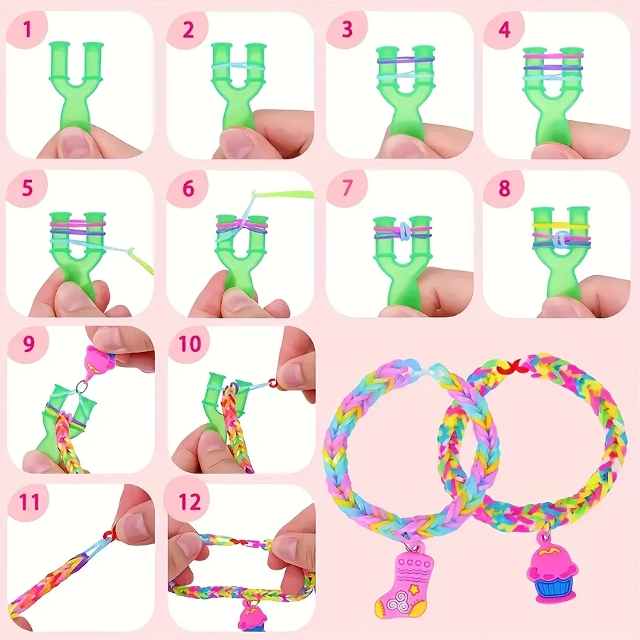 4200pcs DIY Beading Kit Colorful Rubber Band Accessories for Making Bracelets, Bangles, and Other Crafts