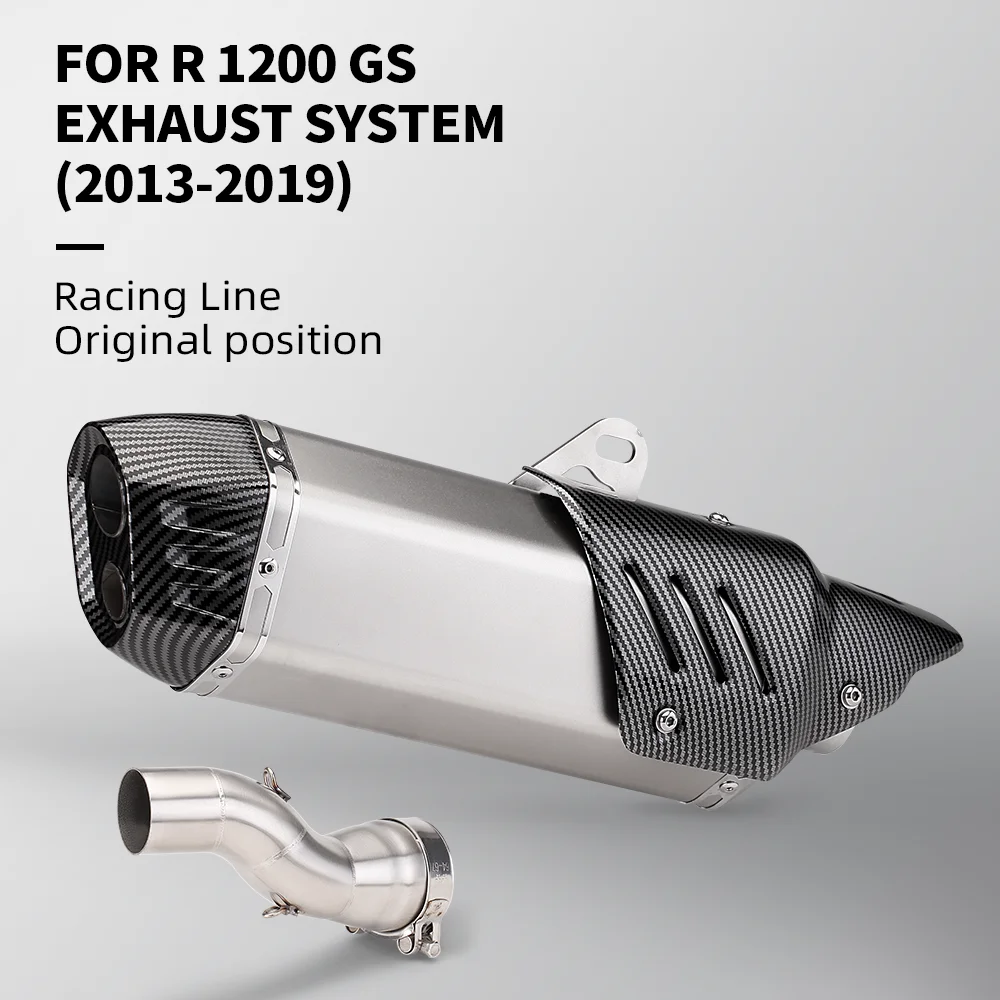 For R1200 GS Motorcycle Exhaust System Modified with Cover Double Hole Muffler Middle Pipe