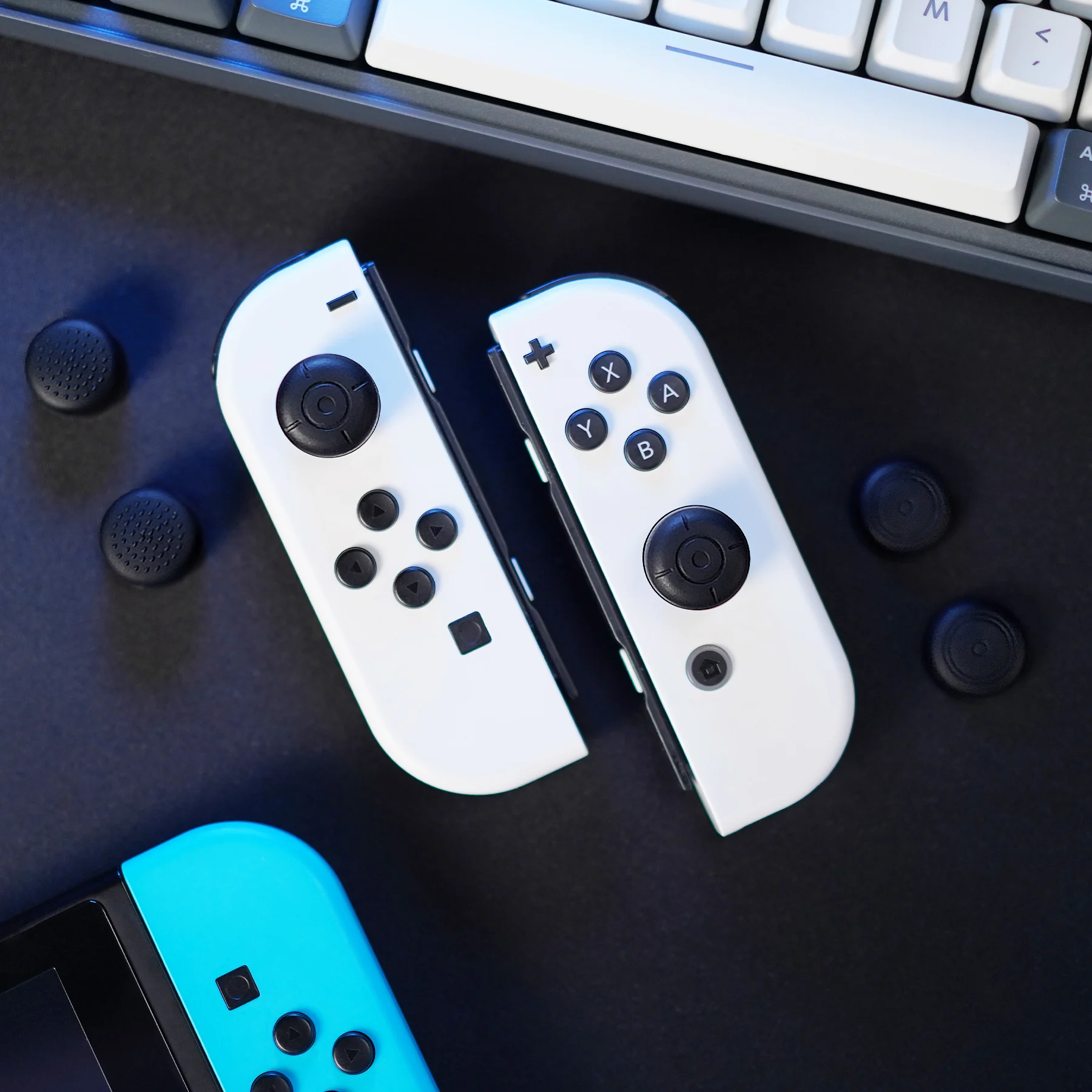 إكستريميريت 3 أزواج مكافحة زلة سيليكون الإبهام قبضة قبعات ل نينتندو سويتش JoyCon & OLED JoyCon ، ل نينتندو سويتش لايت