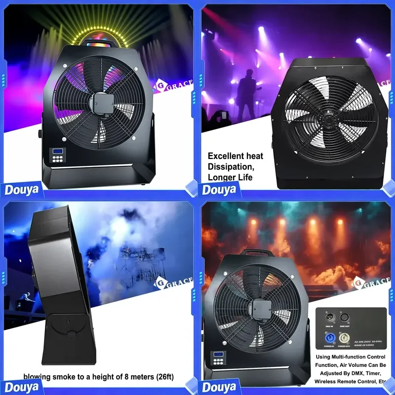 Igracelite DMX/Remote Control Smoke Diffusion Fan for Celebration and Stage Performance