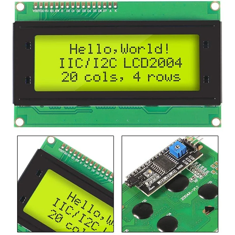 LCD2004 + IIC/I2C 20x4 écran bleu vert HD44780 caractères LCD 2004 et Module adaptateur d'interface série IIC/I2C pour Arduino
