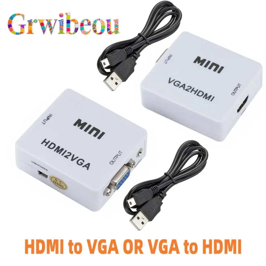 HDMI to VGA Converter With Audio Video VGA to HDMI Converter Adapter for Notebook Xbox360 DVD PS3 PC HD 1080P TV Box Projector