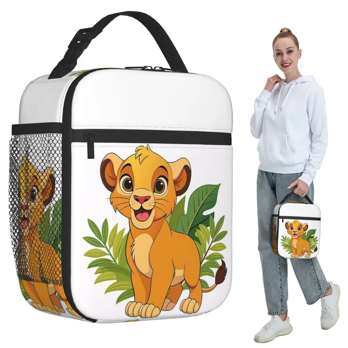 

Lion King Simba Face Cute Cartoon Insulated Lunch Bag for Kid School Cooler Thermal Food Box Tote Portable Lunch Boxes Container