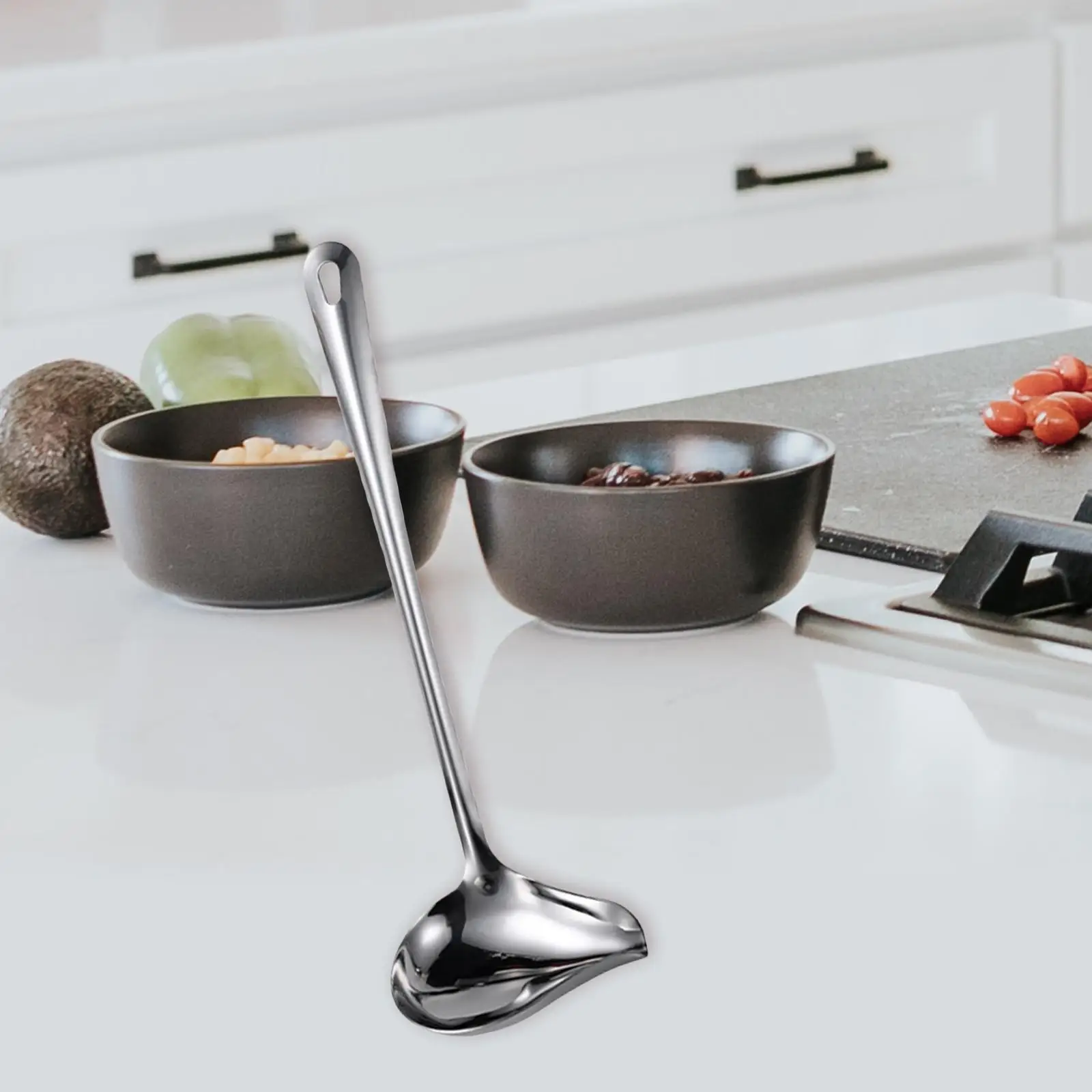 Polished Stainless Steel Ladle Durable Soup Serving Spoon Anti-leak Design for Universal Kitchen Use