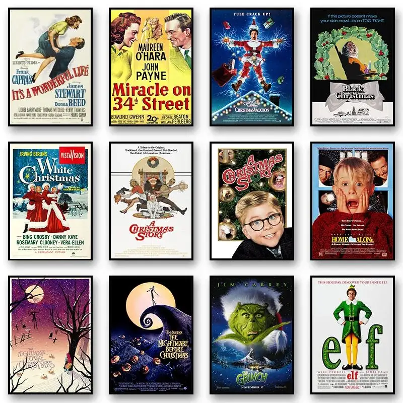الرجعية الكلاسيكية عيد الميلاد فيلم قماش جدار الفن قصة عيد الميلاد الفيلم المشارك ديكور المنزل اللوحة الداخلية