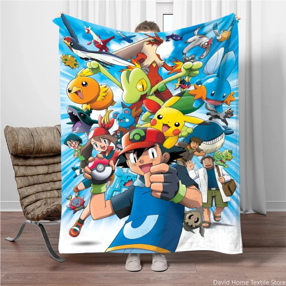 

Pokemon Cartoon HD Printed Flannel Thin Blanket.Oversized Soft Warm Flannel All-season Blanket.Sofas,Picnic,Camping Blankets