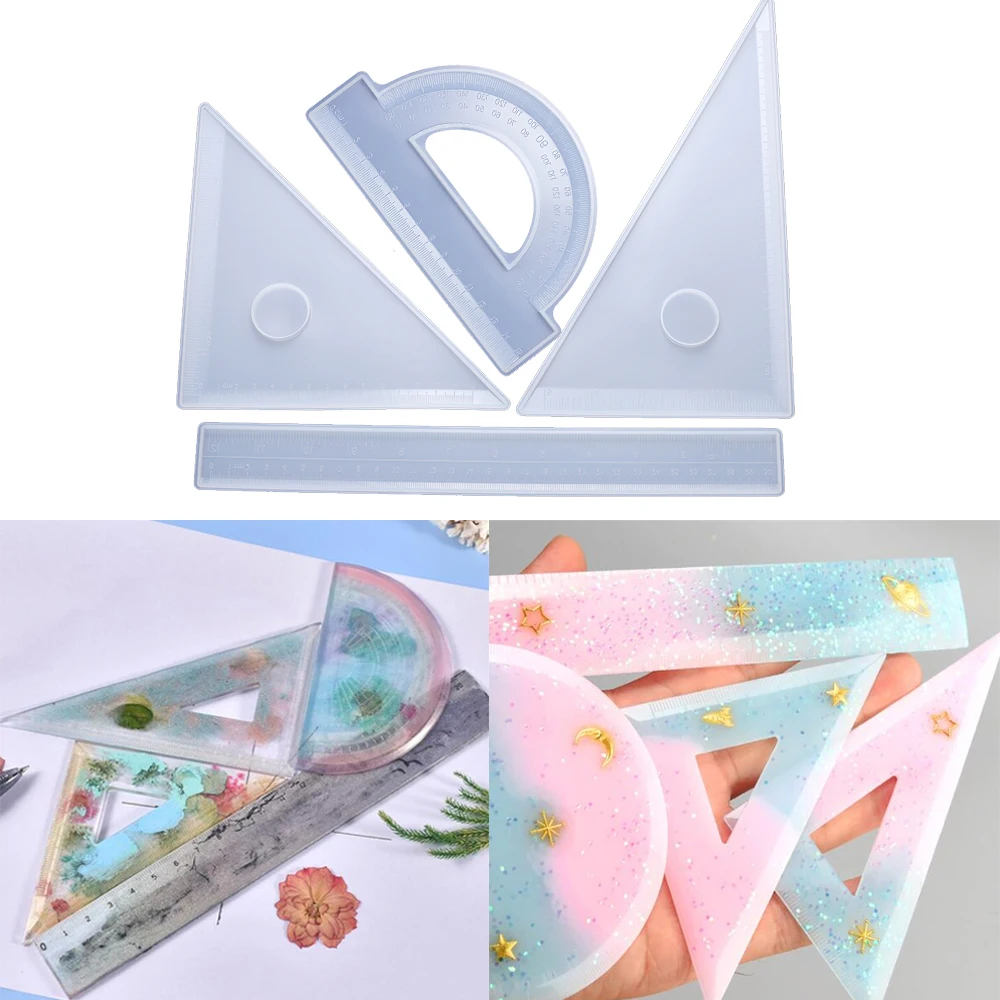 Ruler Epoxy Resin Silicone Mold Protractor Triangle Right Angle Ruler Mould DIY Craft Jewelry Making Tools Resin Casting Molds