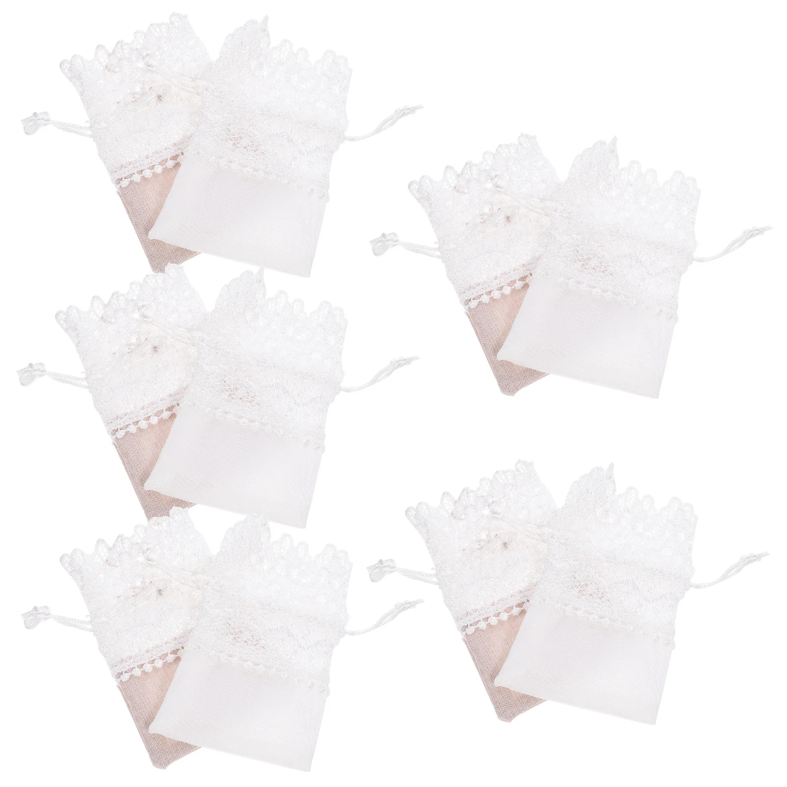

10pcs Jewelry Bags White Silk Luxury Drawstring Pouches Storage Travel Party Wedding Christmas Candy Bags Gift Packaging