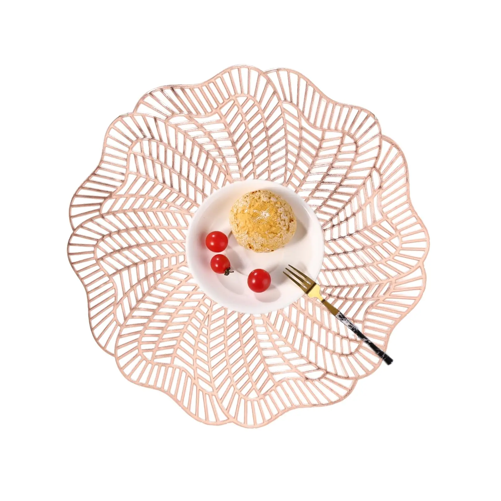

15 Inch Round Placemat Set of 4 Modern Table Mats Hollow Washable Heat-Resistant Non-Slip Table Place Mat for Party Dinner Decor