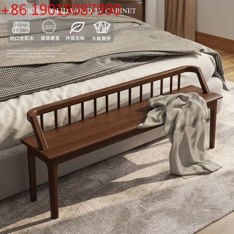 

American solid wood bedside stool bed bed bedroom stool master bedroom bench with backrest stool chair