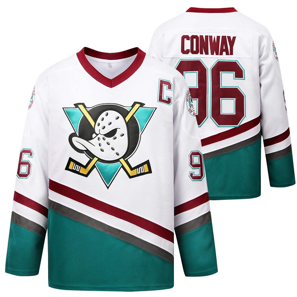 Keep Warm  Banks Mighty Ducks Jersey Movie Ice Hockey Jersey S-XXL Charlie Conway #96 Bombay #99 # 18 Hip Hop Banks Jersey