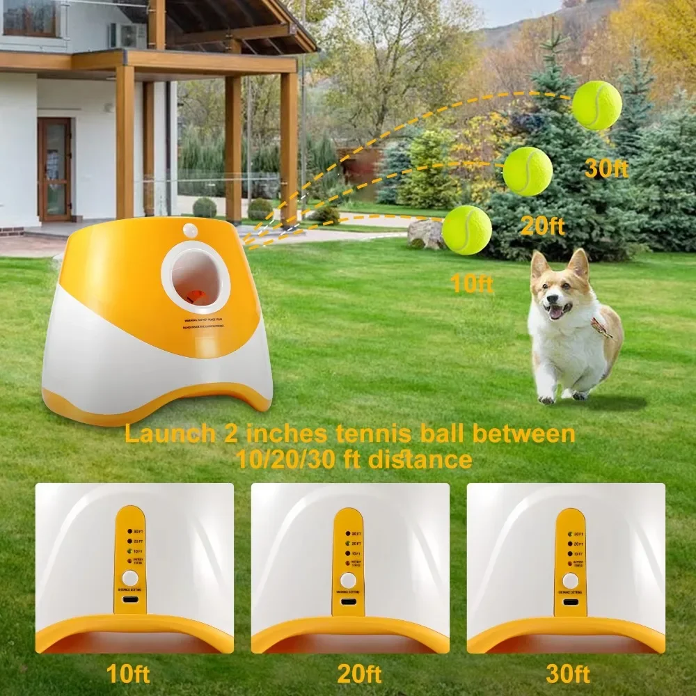 Pelota de lanzamiento interactiva para exteriores, juguetes de entrenamiento para perros, lanzador automático de tenis para perros pequeños y