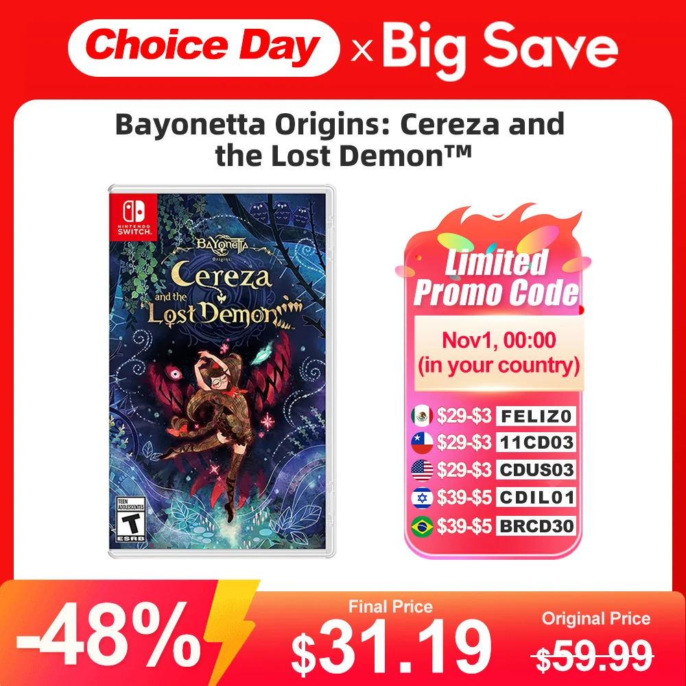 

Bayonetta Origins Cereza and the Lost Demon Nintendo Switch Game Deals 100% Original Physical Game Card 1 Player Adventure Genre