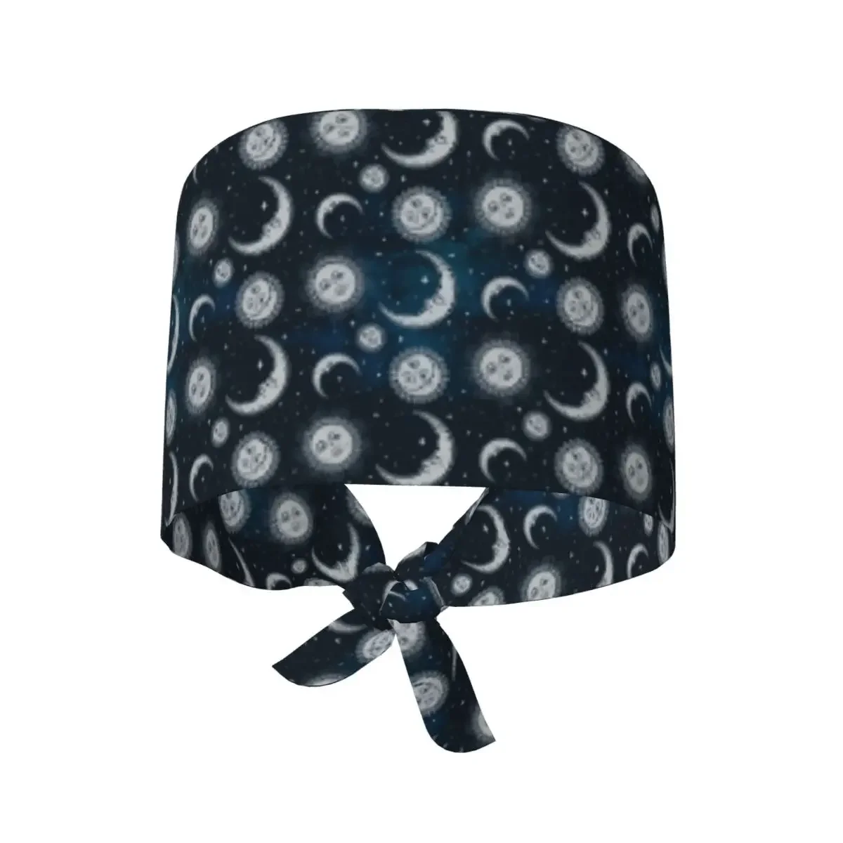 Gorro Quirúrgico Unisex Ajustable con Diseño Místico Esotérico de Sol y Luna para Médicos, Dentistas y Enfermeros