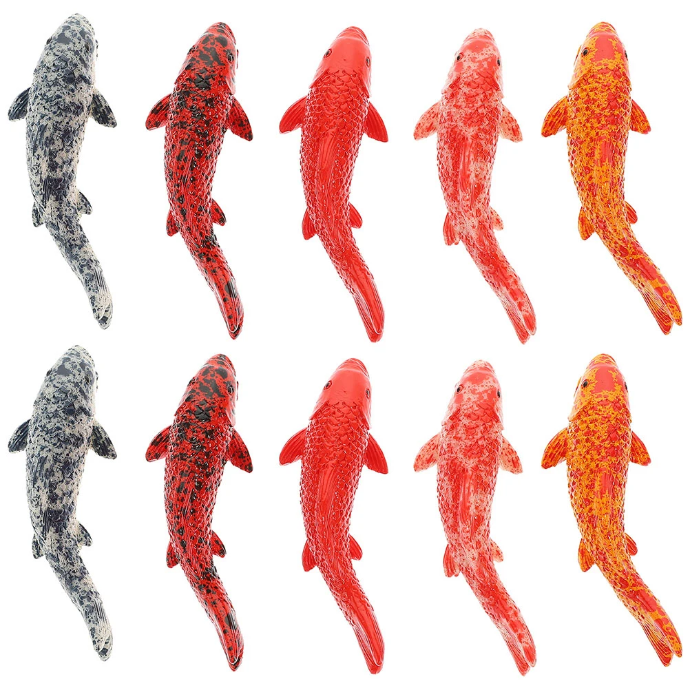 

10 Pcs Realistic Koi Fish Figurines Mini Aquarium Decor Plastic Goldfish Models Vibrant Fish Tank Naments Micro Landscape Garden