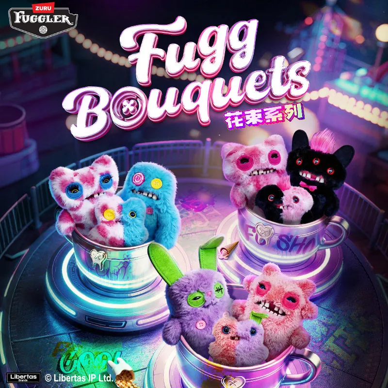 Set de Peluches Fuggler Fugg Original, Muñecos de Peluche Monstruosos Feos y Adorables, Regalo de Piña Negra Sweetheart para Coleccionistas