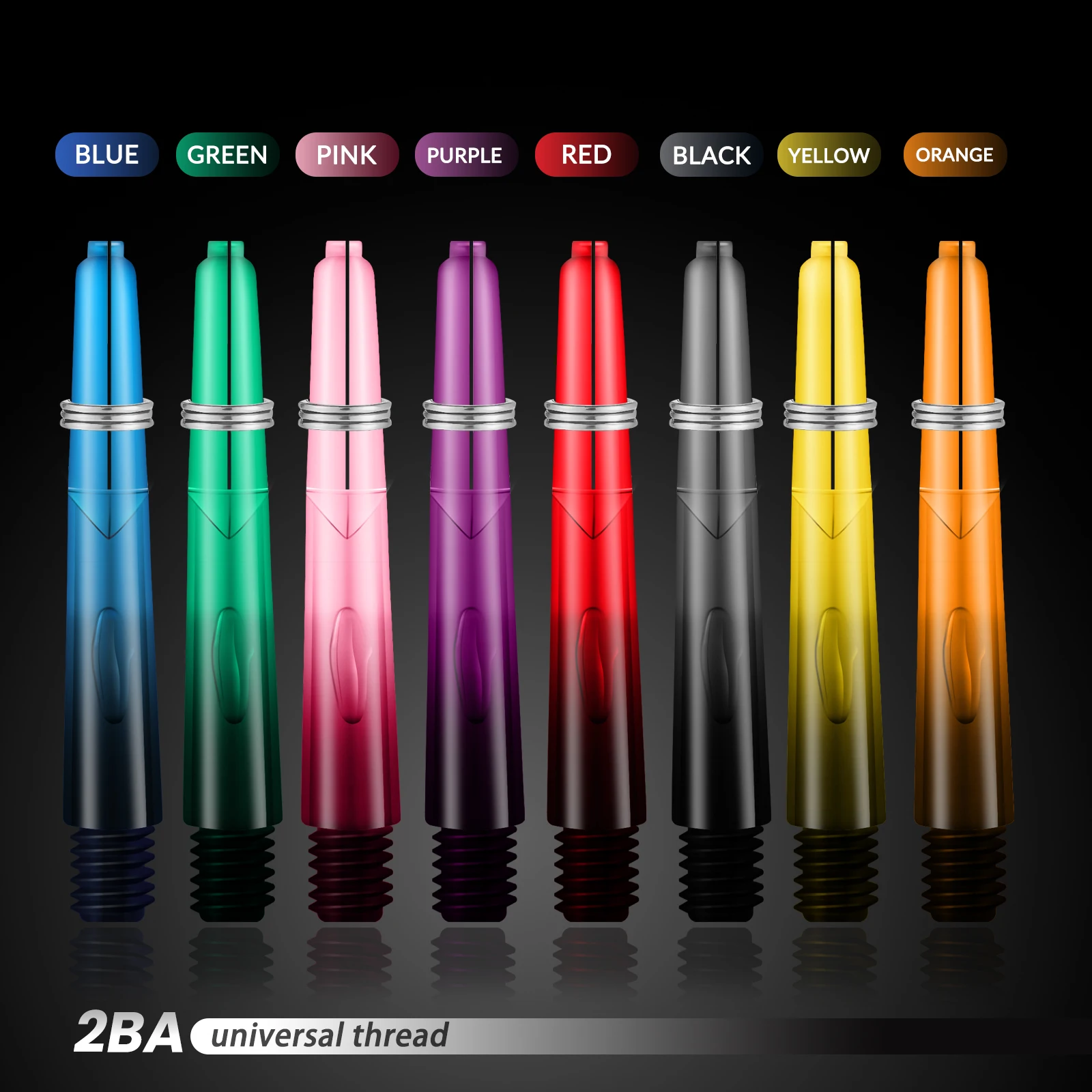 Huanqu 6-Pack 40mm Transparent Black Plastic Dart Shafts Standard 2Ba Thread Replacement Dart Accessories