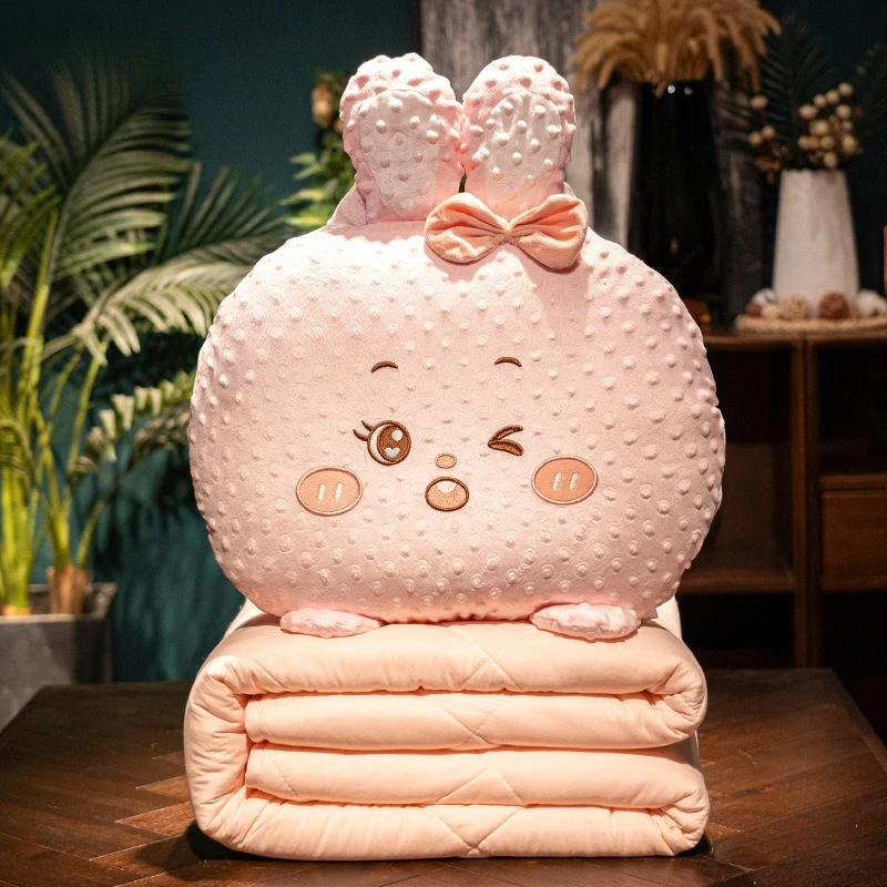 Portable Plush Pillow Blanket 2 in 1 Soft Stuffed Animal Cushion Throw Blanket for Office Car Travel Nap