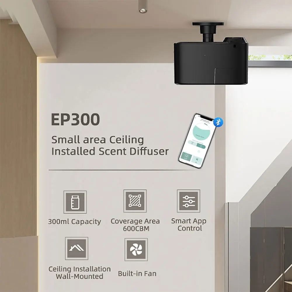 

EP300-Aroma Machine - Advanced Intelligent Bluetooth Commercial Ceiling Hotel Clubs Gyms Aroma Machine Automatic Spray Fragrance