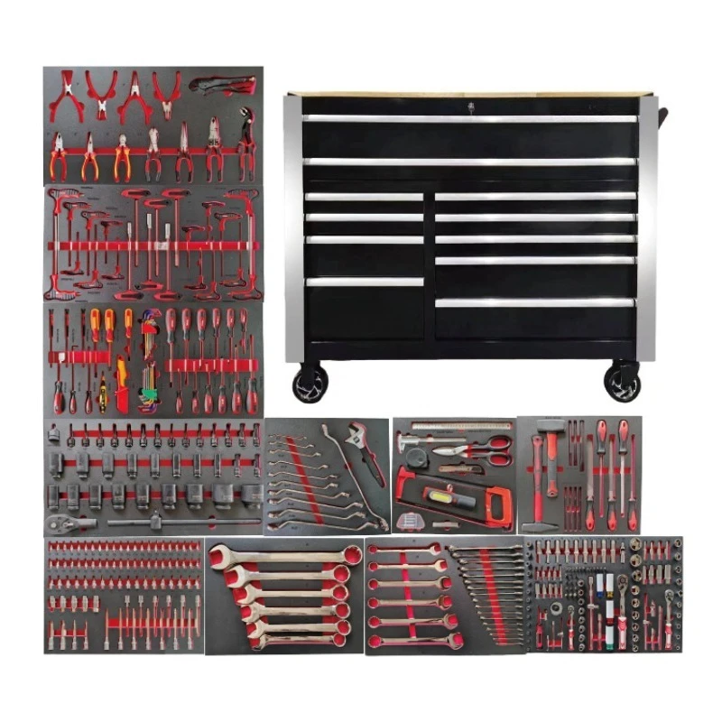 Heavy Duty Mobile Rolling Stainless Steel Tool Chest 377pcs Tool Sets Workshop OEM Customizable Tool Cabinet