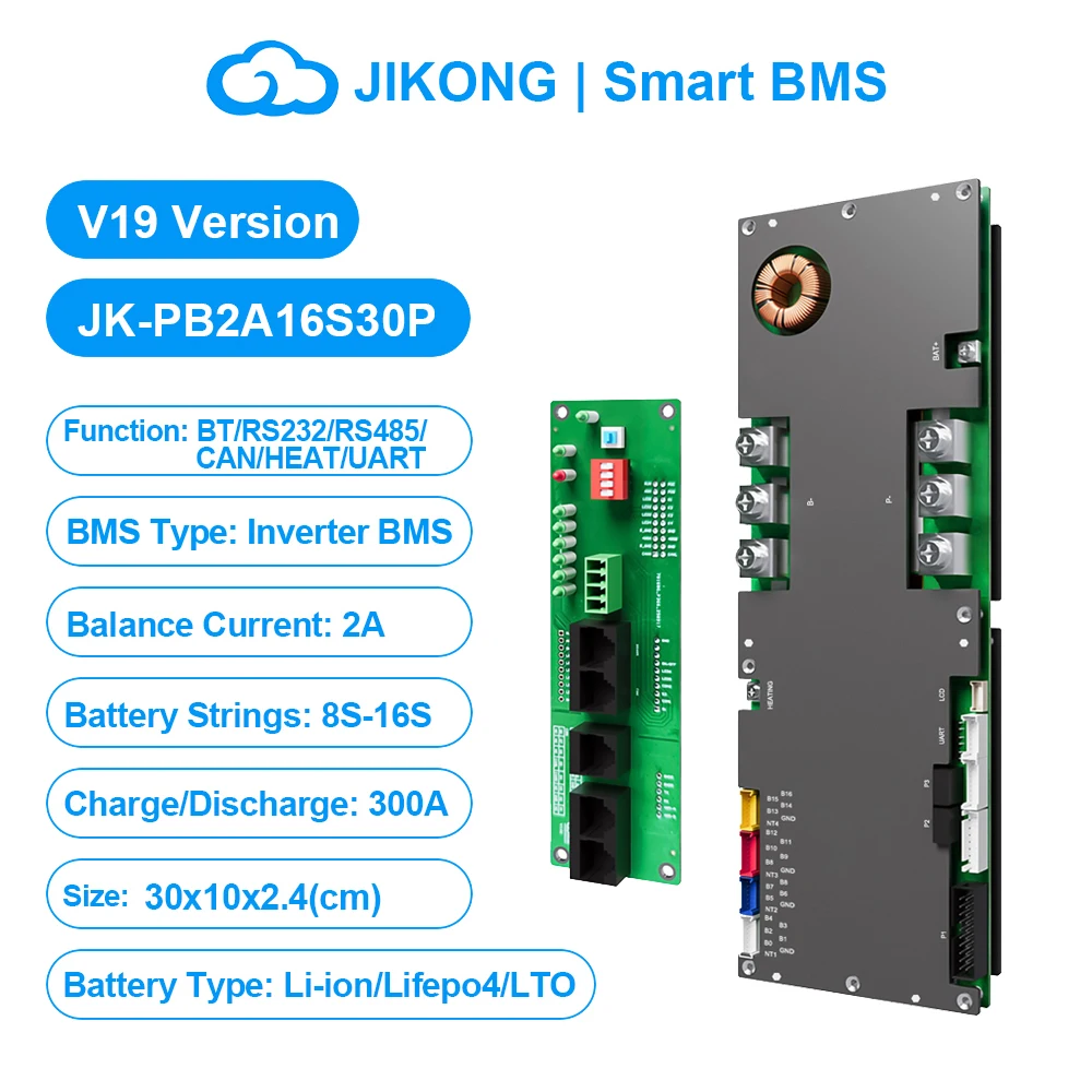 JIKONG V19 Smart Inverter BMS 8S~16S 24V 48V 200A Strom 1A 2A Aktiver Balancer für Lifepo4 Li-Ion LTO Batterie BMS JK-PB2A16S20P