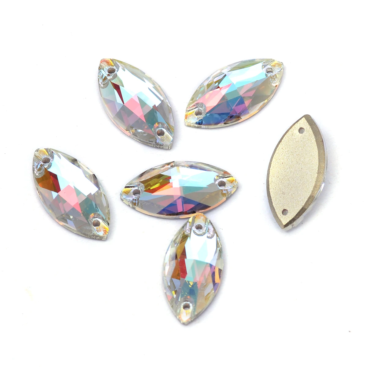 Cognac Rhinestones Navette Light AB Sew On Rhinestone Shiny Bling Glitter Strass Flat back Stone Appliques to Sew Garment Dress