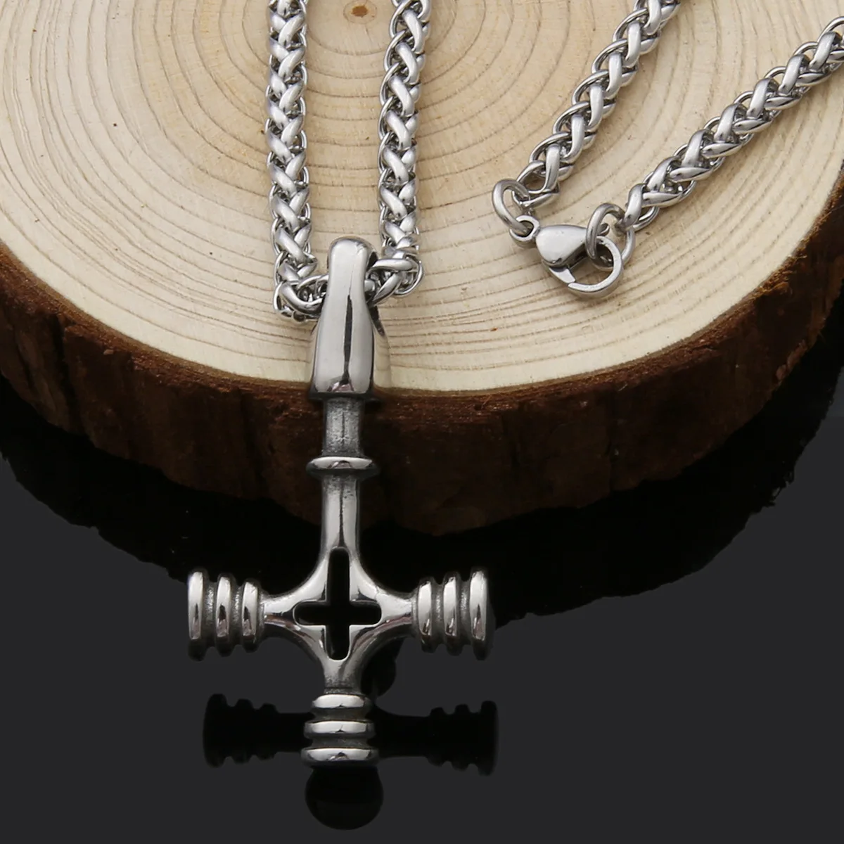 Viking Vintage Cross Pendant Necklace Stainless Steel Dragon Head Pendant Accessories Viking Jewelry