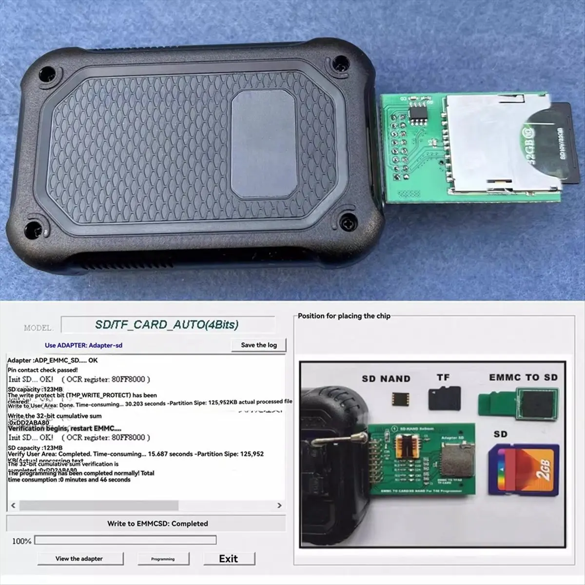 ABGN EMMC SD Adapter for T48 Programmer Support Reading and Writing SD / TF Card EMMC NAND Chip