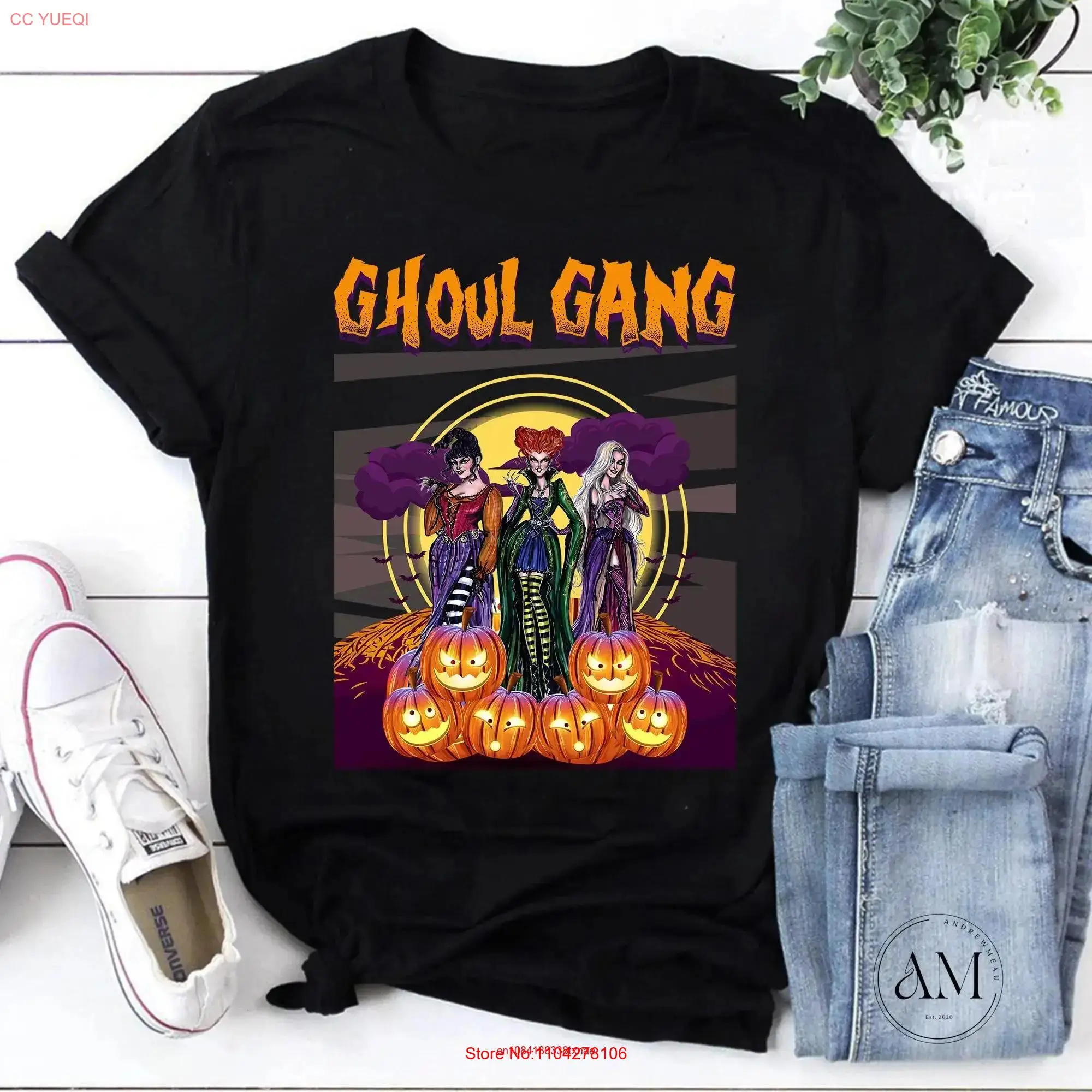 Ghoul Three Witches Gang Halloween Vintage T Shirt Morticia Adams Lily Munster Bride Of Frankenstein