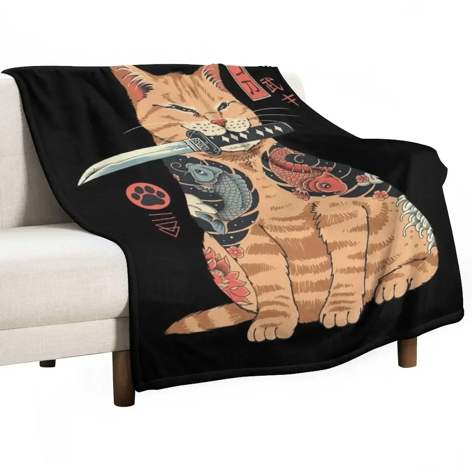 

Yakuza Cat Throw Blanket Machine Washable Soft Warm Blanket