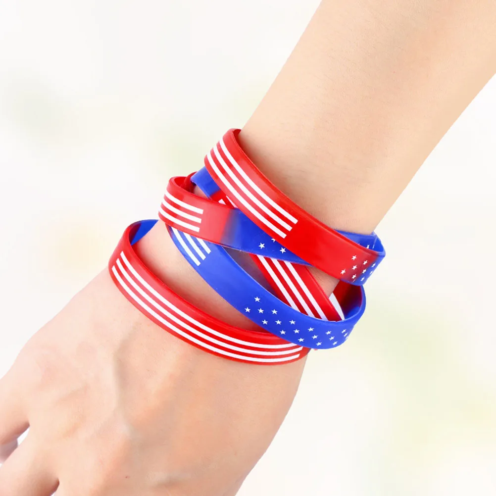 

15Pcs Waterproof Silicone Bracelet Star Pattern Wrist Band Comfortable Hand Rings for Men Women Red Blue