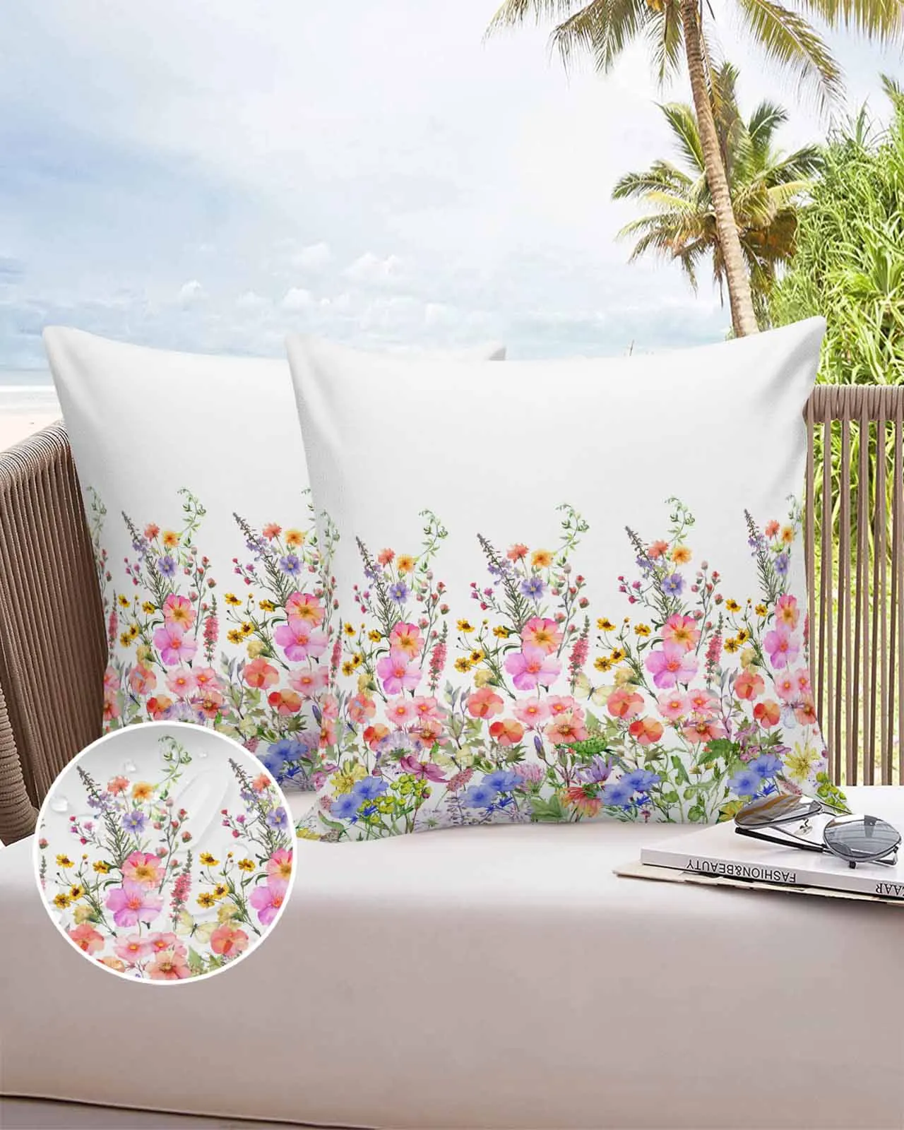 

2/4 шт. Акварельная наволочка ручной росписи с цветами, водонепроницаемая наволочка для спальни, гостиной, дивана, праздничная наволочка, подарок