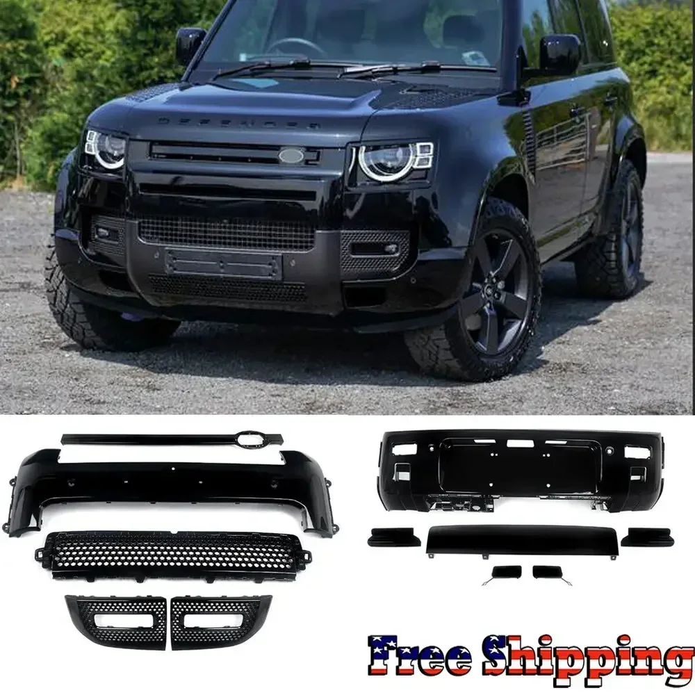 For Land Rover Defender 4 Door 110/90 20-23 Glossy Black Body Kits Bumper Trims