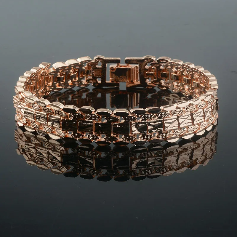 9 Style New Women Girls 585 Rose Gold Color Carving Wide Bracelets Toggle Lock Hot Jewelry(No Box)