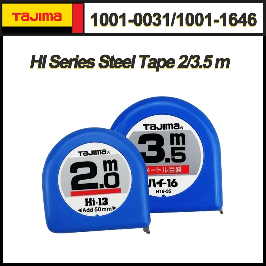 Cinta de acero serie Tajima HI, cinta métrica de bolsillo azul de 2m/3,5m, caja de escala métrica portátil, nivel JIS1 de alta precisión