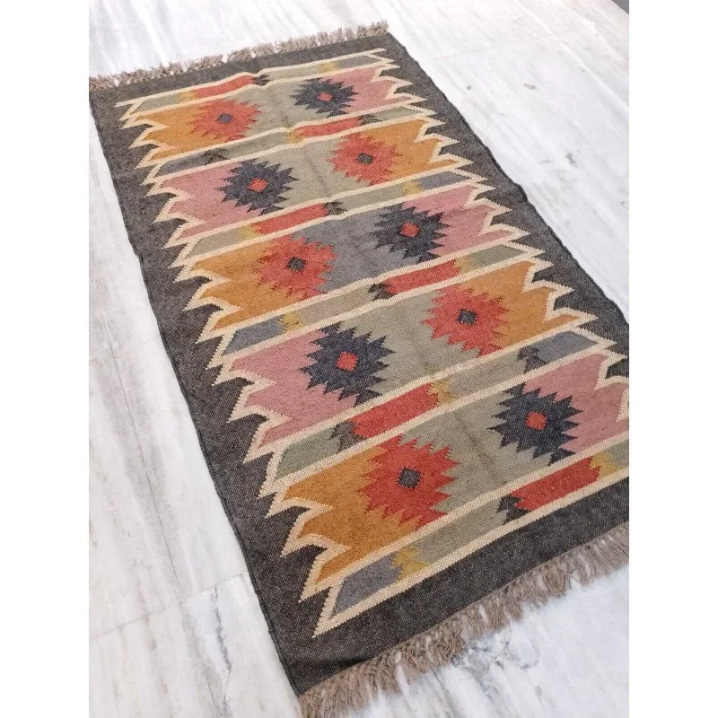 

Rug Wool Jute Kilim Area Vintage Aacent Oriental Carpet Living Room Hallway Rugs