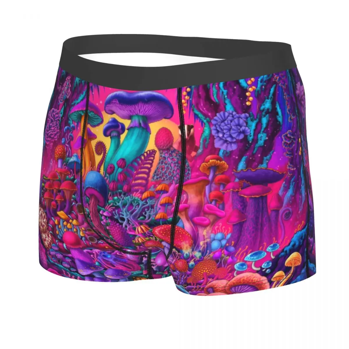 Male Sexy Psychedelic Trippy Magic Rainbow Mushroom Mysterious Boho Underwear Boxer Briefs Men Breathbale Shorts Underpants