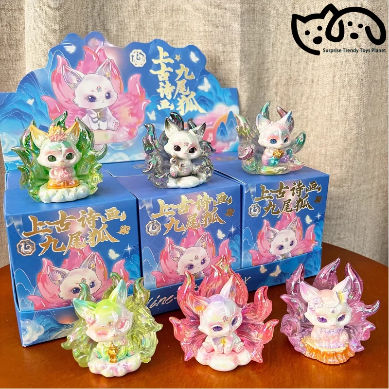 

Chinese-Style Ancient Poetry Painting Nine-Tailed Fox Blind Box Cute Fox Figurine Collectible Desktop Ornament Surprise Gift